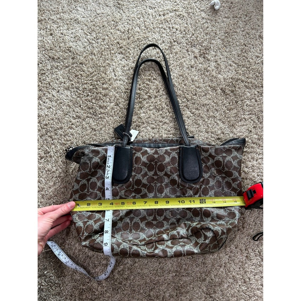 Coach Signature C Monogram Coated Canvas Taxi Tote Bag Brown Black - Picture 10 of 11